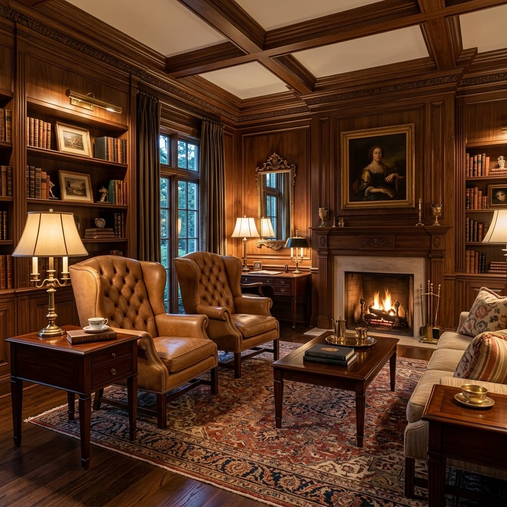 Classic Traditional interior design style — Timeless proportions, rich woods, refined comfort