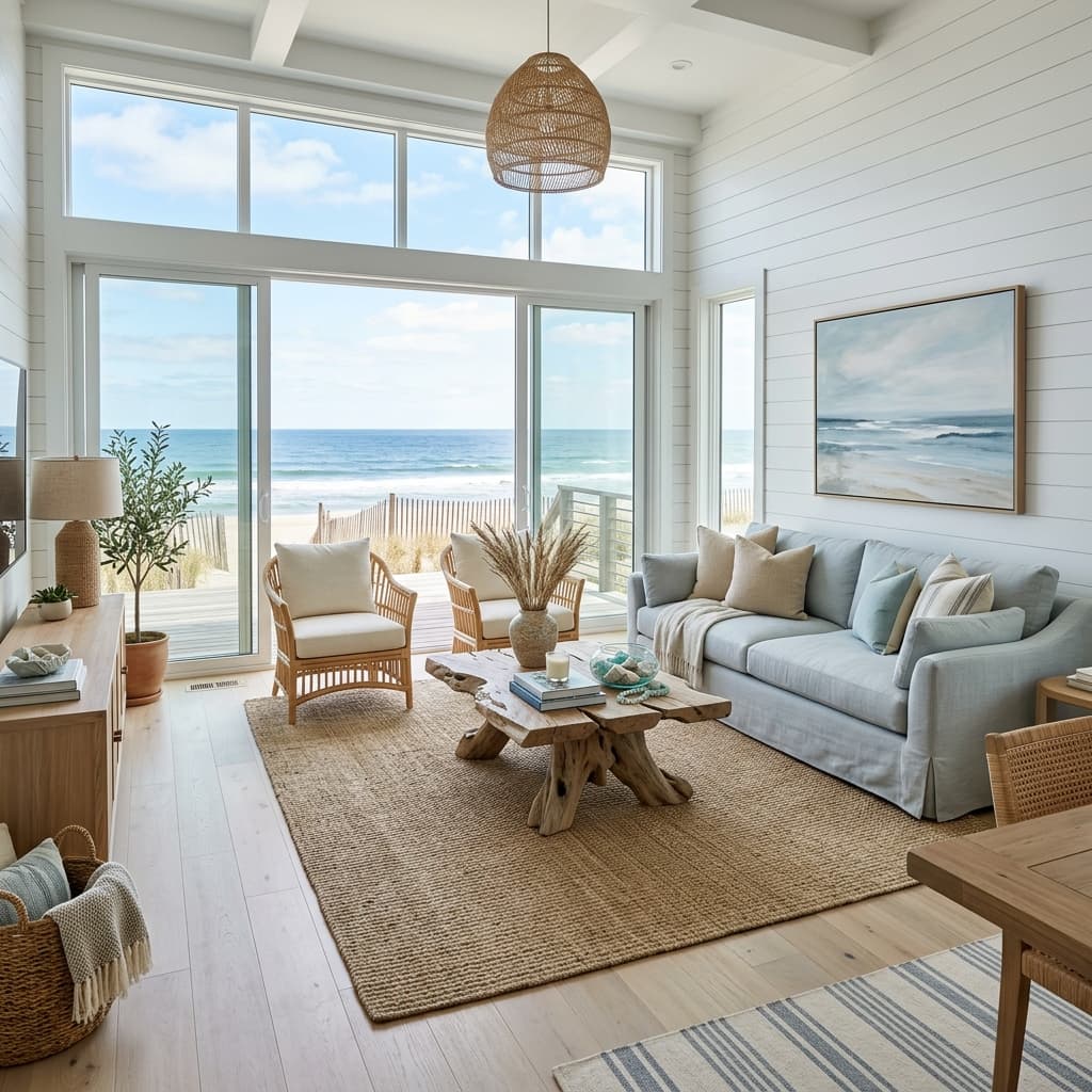 Coastal Sophisticated interior design style — Airy palettes, natural light, relaxed refinement
